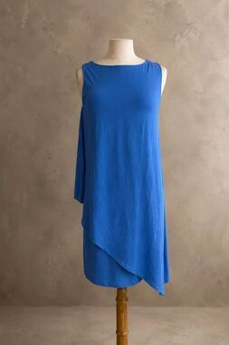 Susana Monaco Size M Asymmetrical Overlay Shift Dress Cobalt Blue Minimalist Str